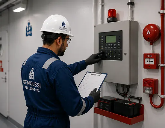 Marine fire alarm control panel with illuminated indicators