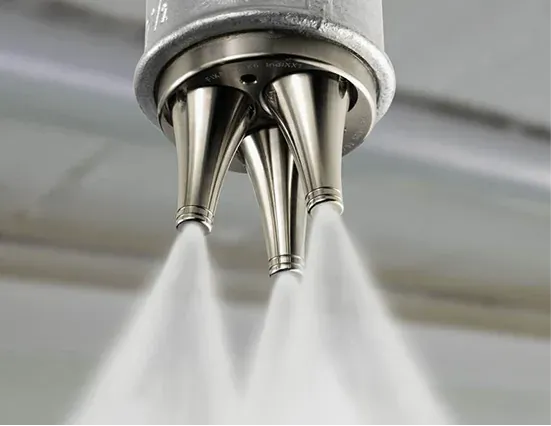 Water spray fire suppression system piping and nozzles