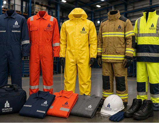 Worker wearing a yellow chemical protective suit