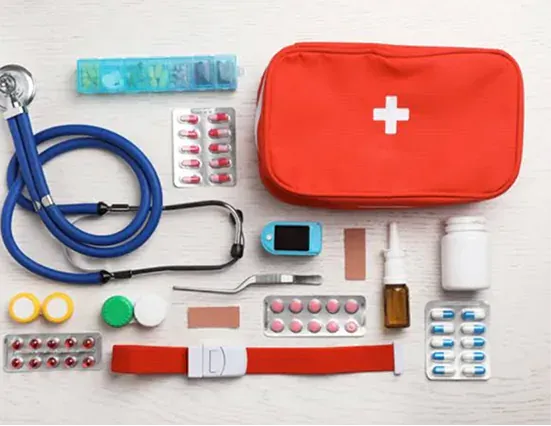 Marine first aid kit and emergency medical supplies